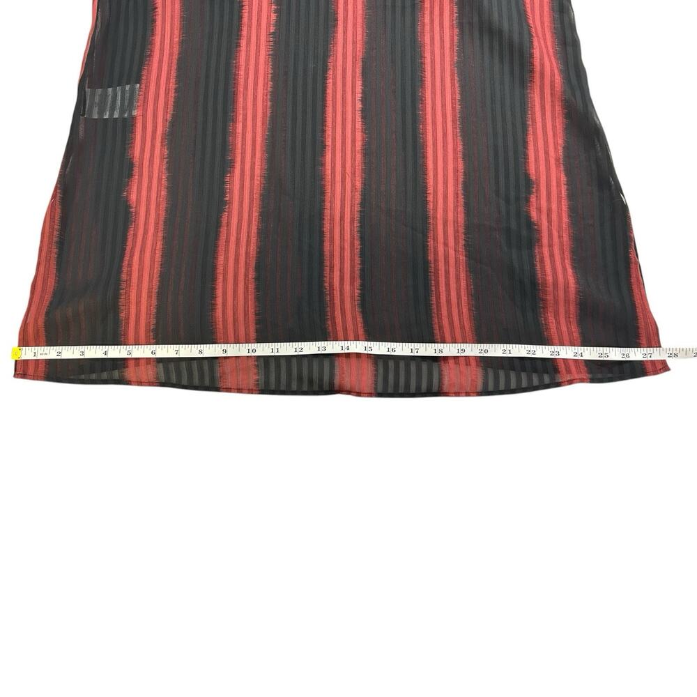 NEW BCBGMAXAZRIA S Sheer Stripe Ombre Midi Dress V-Neck Tie Waist Removable Belt - Picture 12 of 14